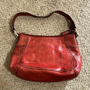 FOSSIL Red Leather Bag Shoulder Zip Closure Purse Handbag
